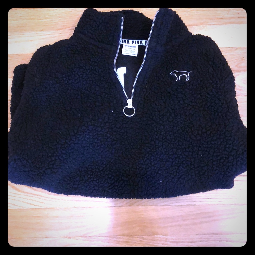 Black Victoria secret  Pink Sherpa sweatshirtXS